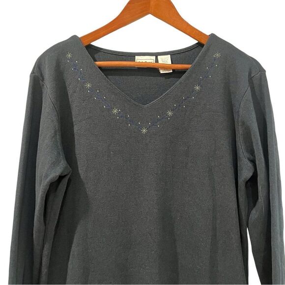 L.L. Bean green night dress with embroidery details - Picture 2 of 8